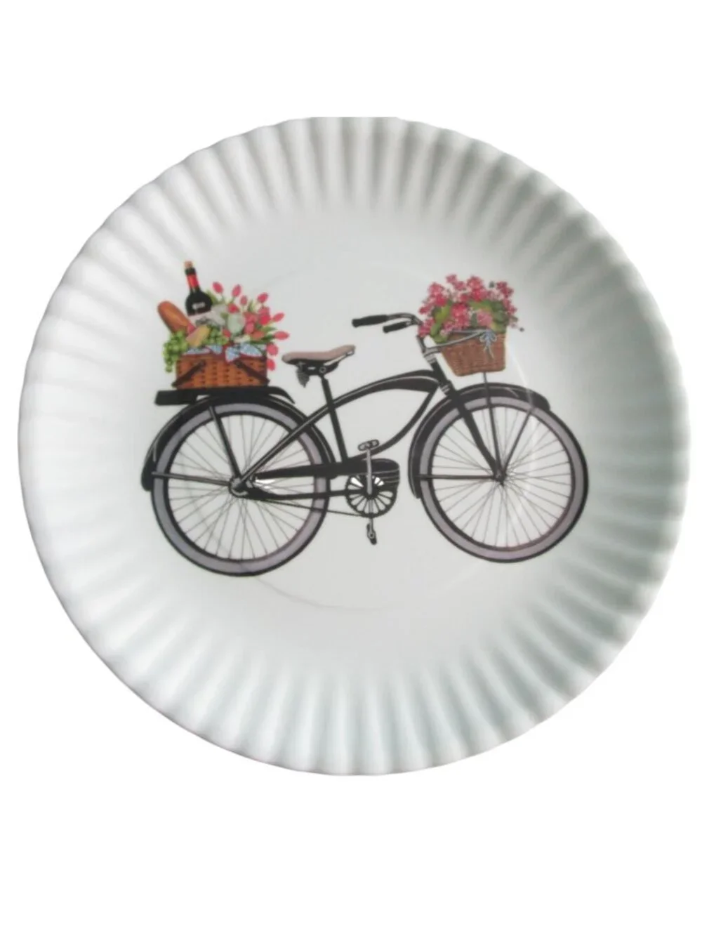Vintage Bicycle Melamine Faux Paper Plates One Hundred 80 Degrees New Picnic